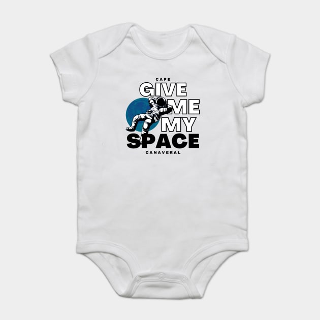 Cape Canaveral Kennedy Space Center Moon and Astronaut Baby Bodysuit by Joaddo